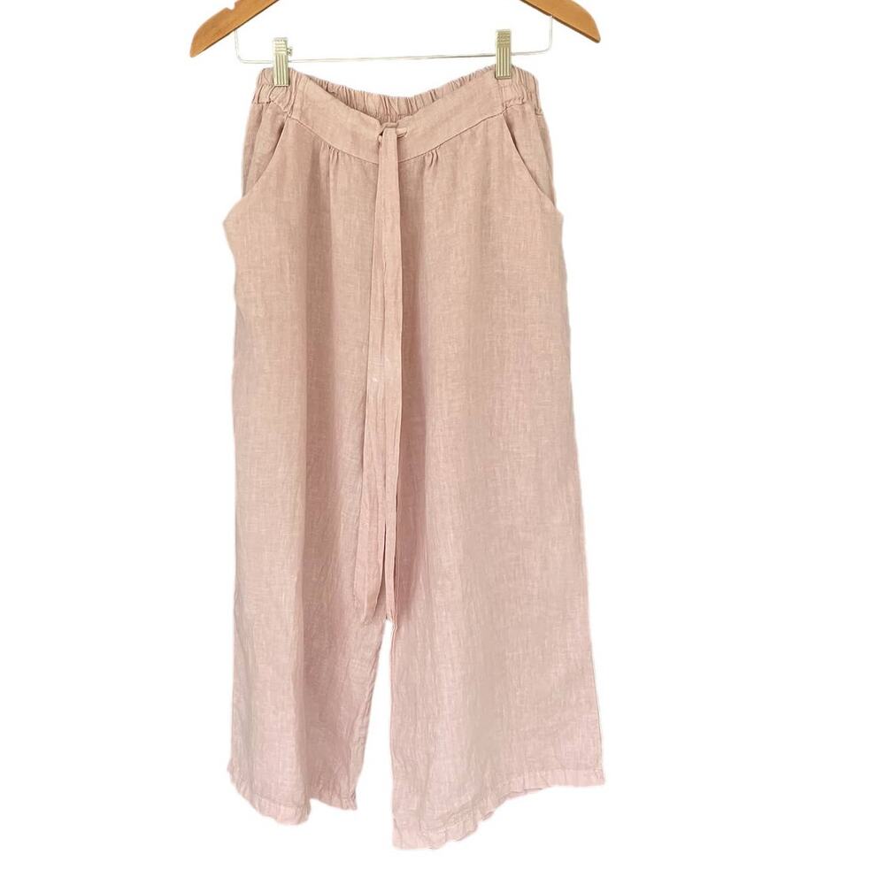 Wide Leg Tie-Waist Pants — Blush Pink